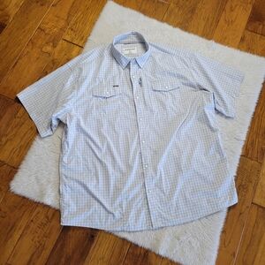Poncho Shirt Men's XXL Regular Fit Short Sleeve Plaid Gray White Pearl Snap